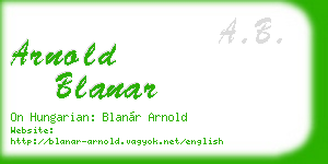 arnold blanar business card